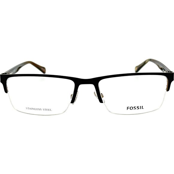 Fossil Fos 7154 G Mens Metal Eyeglass Frame 005K Black Str Brown 54-18 - Picture 3 of 5